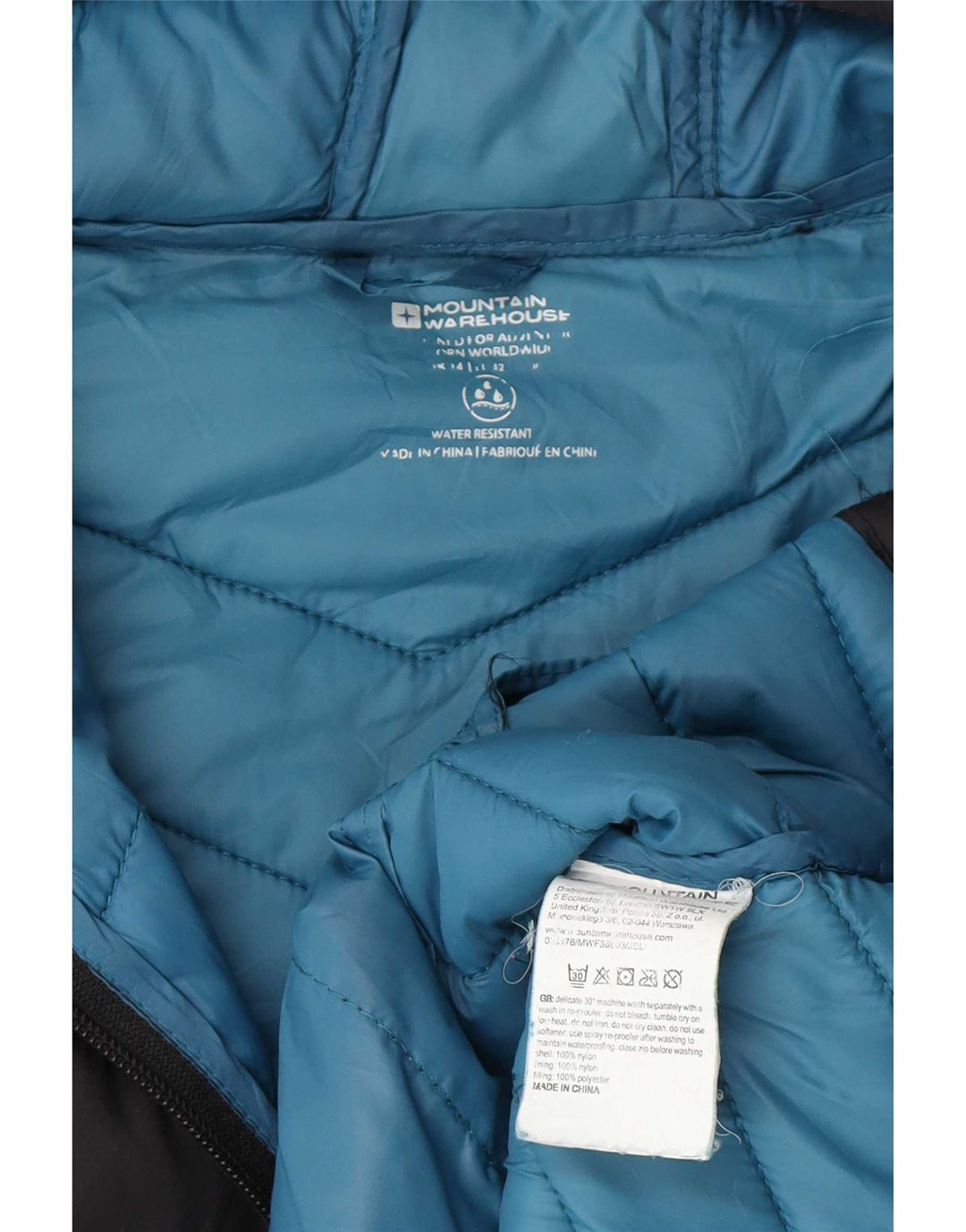 Giacca imbottita con cappuccio da donna Mountain Warehouse UK 14 Large in nylon blu navy