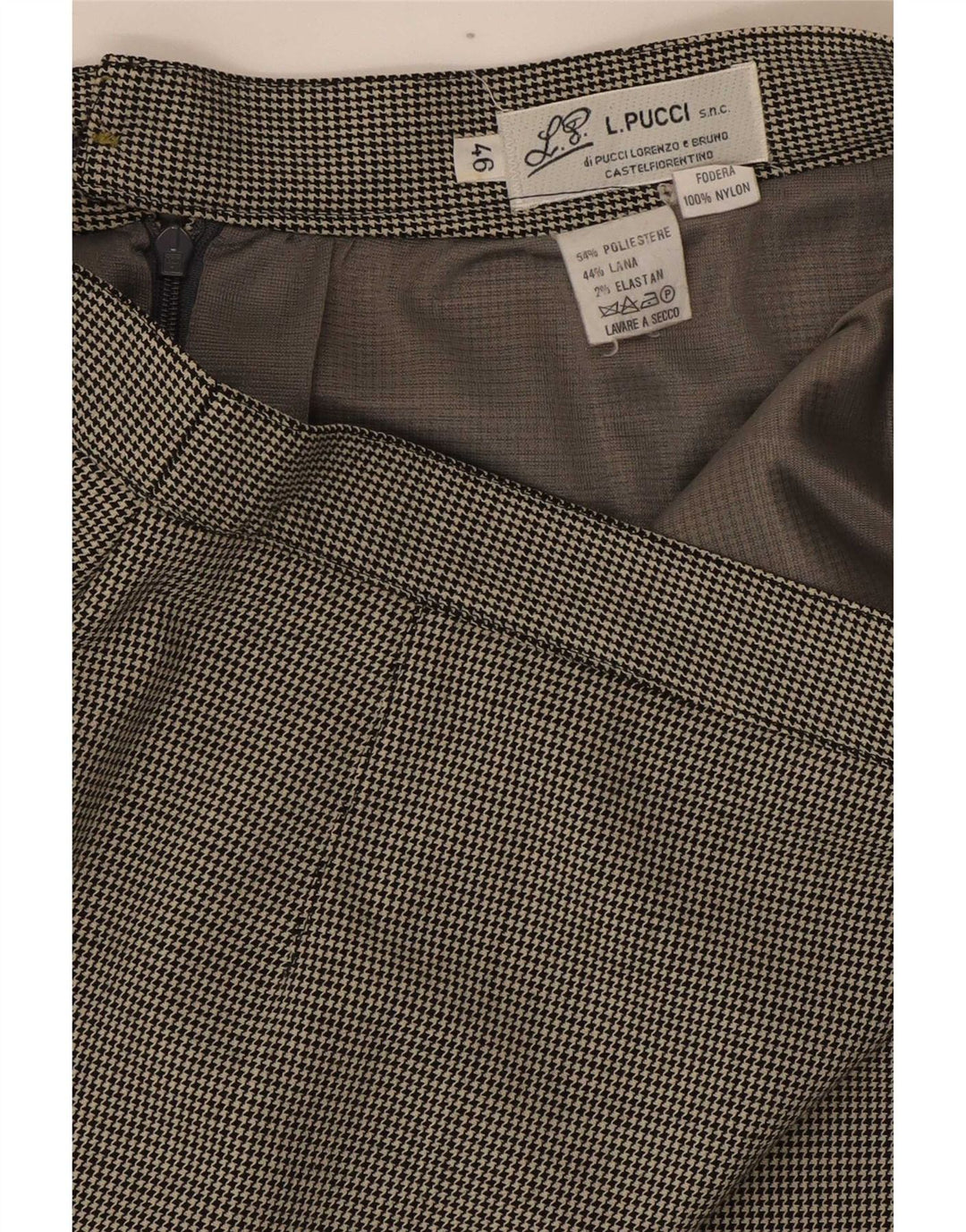 Gonna tubino donna L.Pucci IT 46 Large W30 Poliestere pied de poule nero