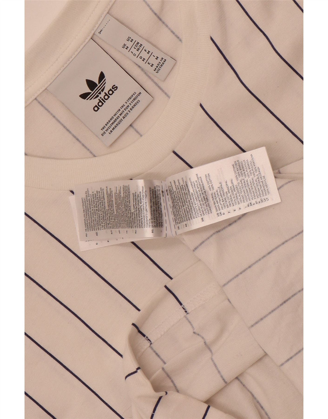 T-shirt grafica da uomo Adidas Top in cotone a righe bianche medie
