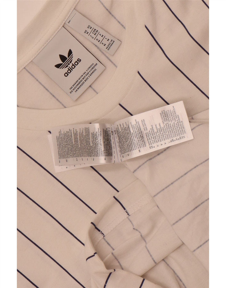 T-shirt grafica da uomo Adidas Top in cotone a righe bianche medie
