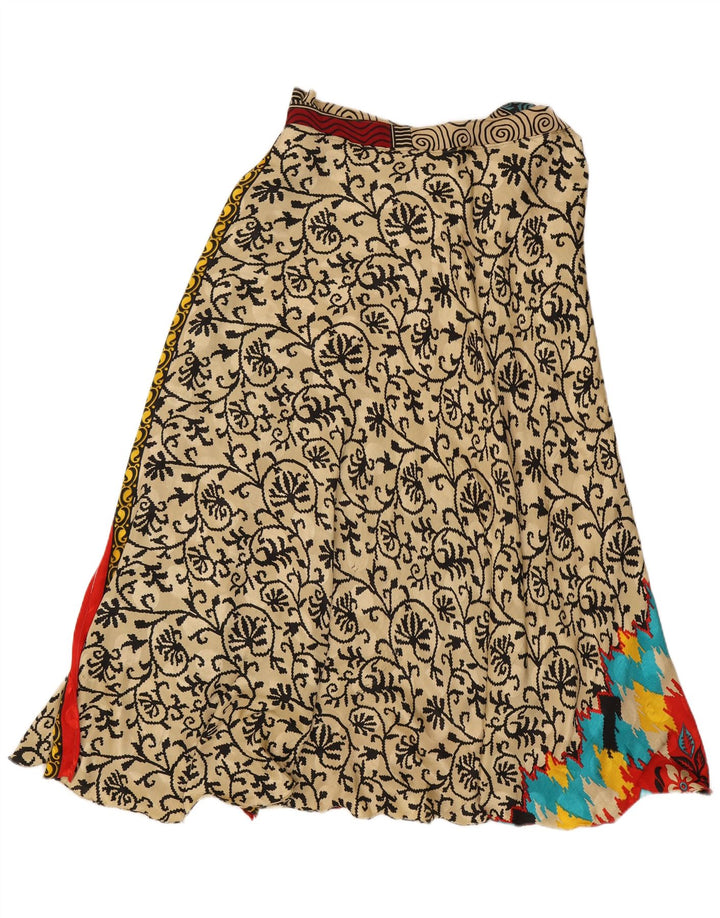 Gonna a portafoglio vintage da donna W34 grande patchwork multicolore