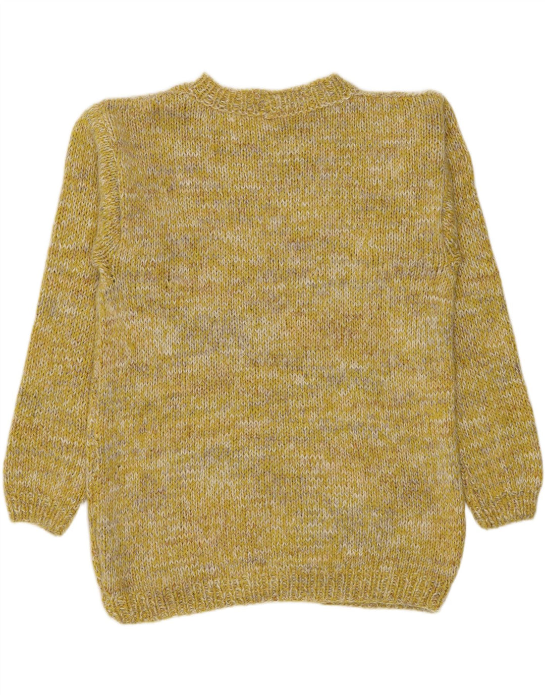 Maglione vintage da uomo con scollo a barca, giallo medio, chiazzato