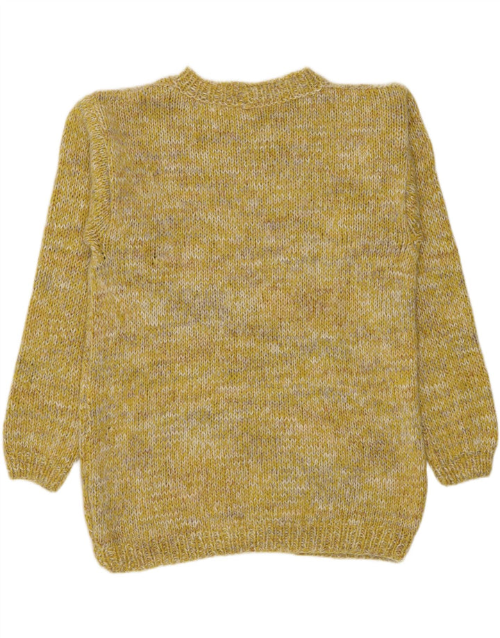 Maglione vintage da uomo con scollo a barca, giallo medio, chiazzato
