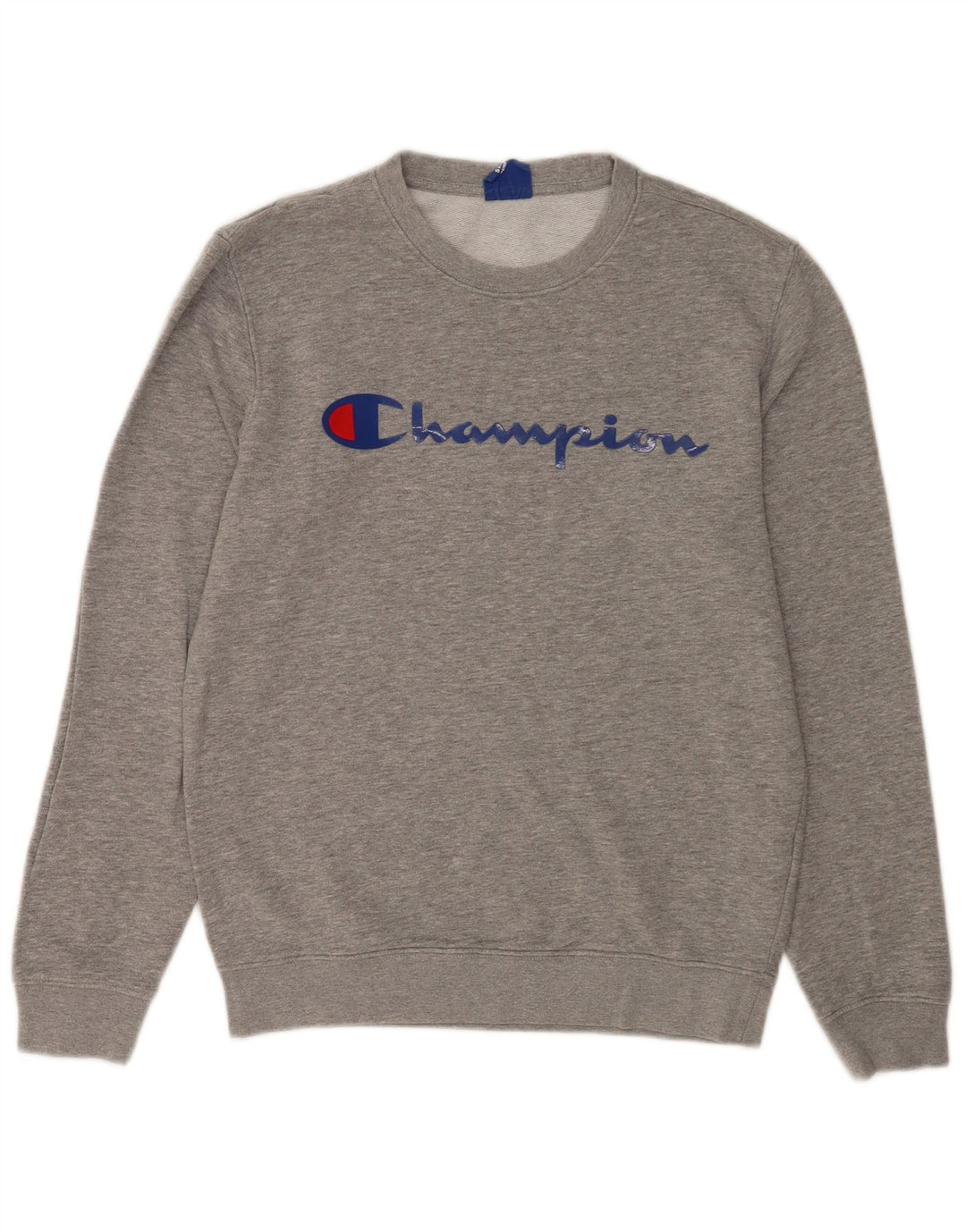 Felpa grafica da uomo Champion, maglione piccolo, cotone chiazzato grigio