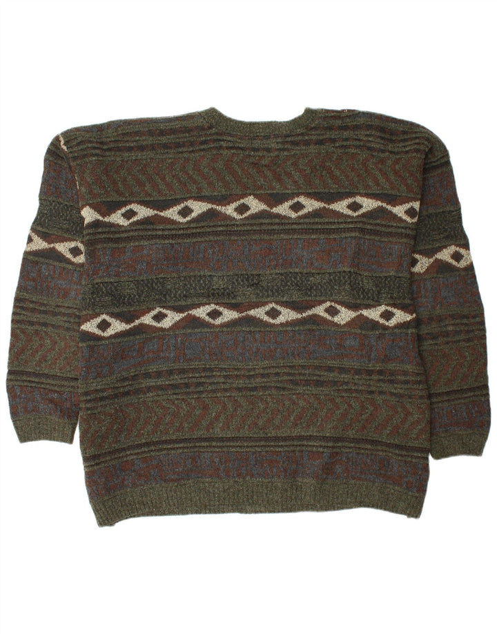 LONDON FOG Maglione da uomo con scollo a V 3XL Khaki Fair Isle