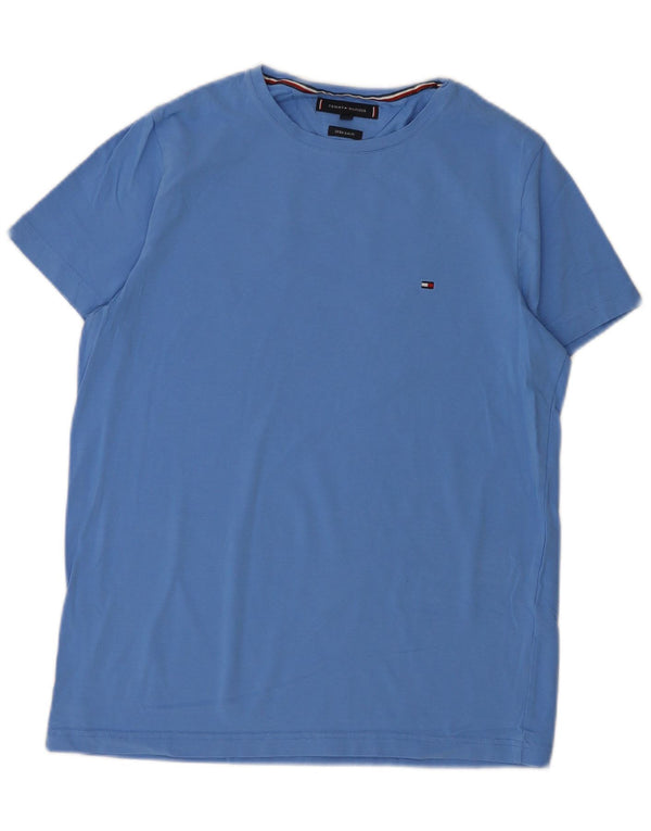 TOMMY HILFIGER T-shirt extra slim da uomo Top Large in cotone blu