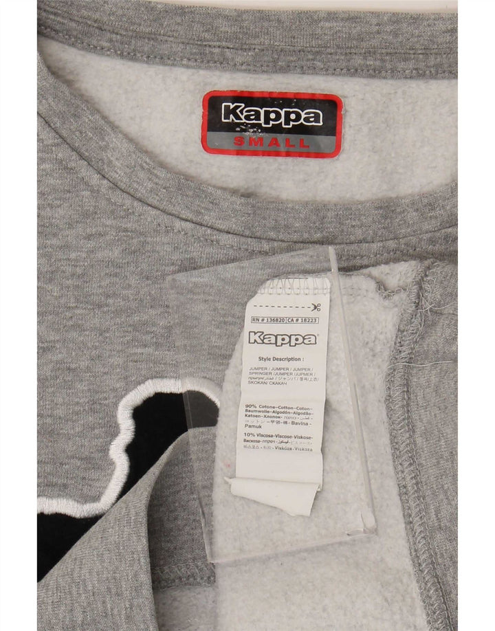 Felpa oversize con grafica Kappa da donna, maglione UK 10, piccolo cotone grigio