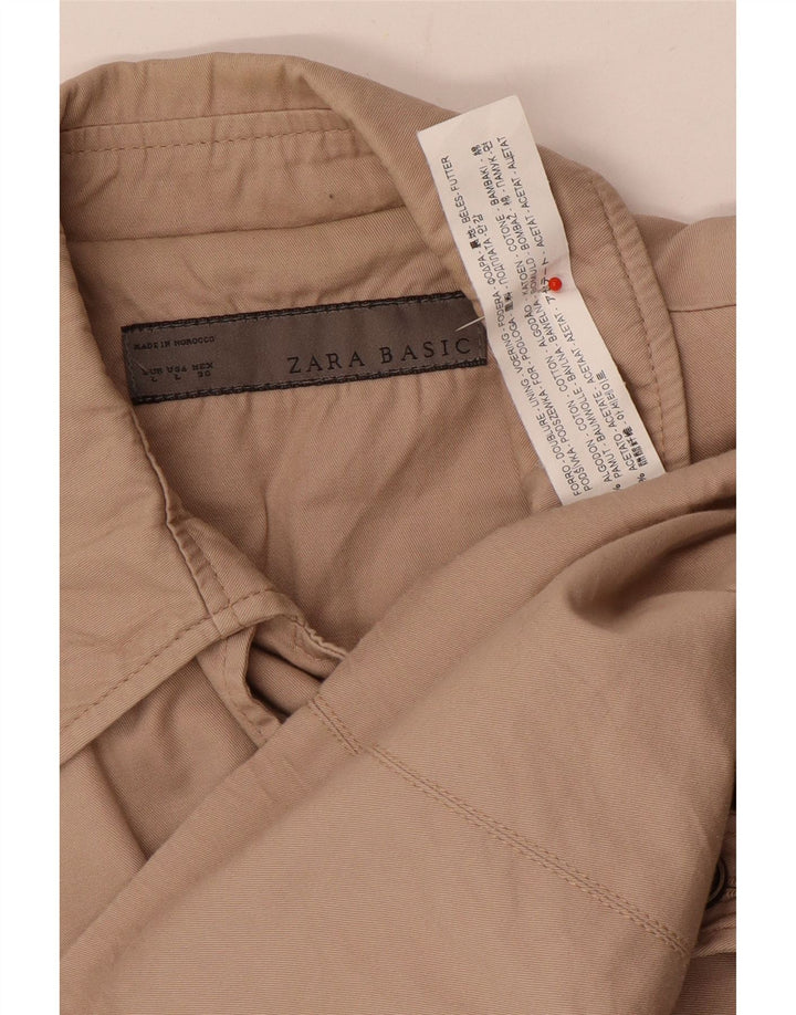 Trench da donna Zara UK 16 grande in cotone beige
