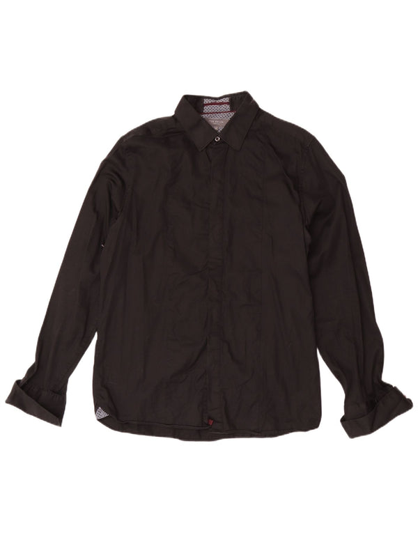 Ted Baker Camicia formale da uomo dal taglio moderno taglia 16 grande in cotone nero