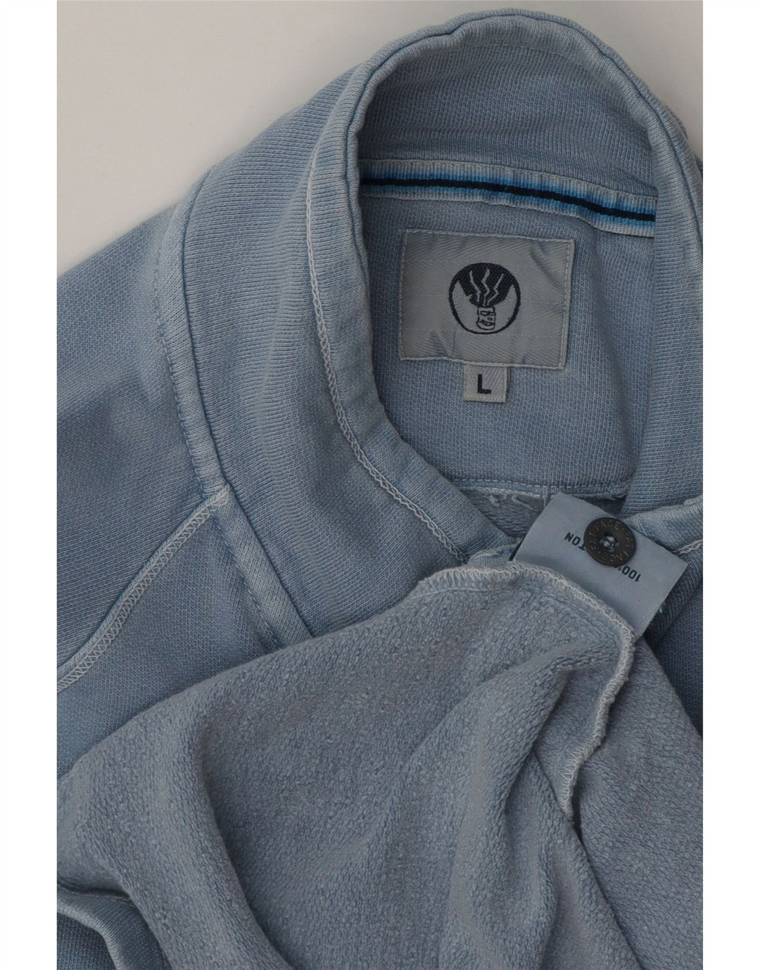 Felpa da uomo con collo abbottonato Fat Face, maglione grande, cotone blu