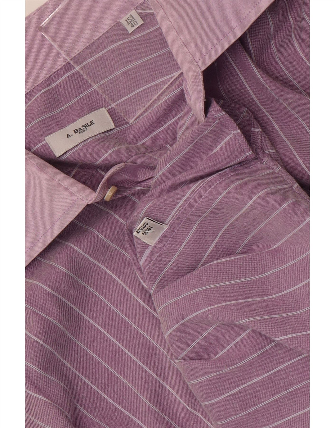 Camicia da uomo A.Basile taglia 40 15 3/4 cotone gessato viola medio