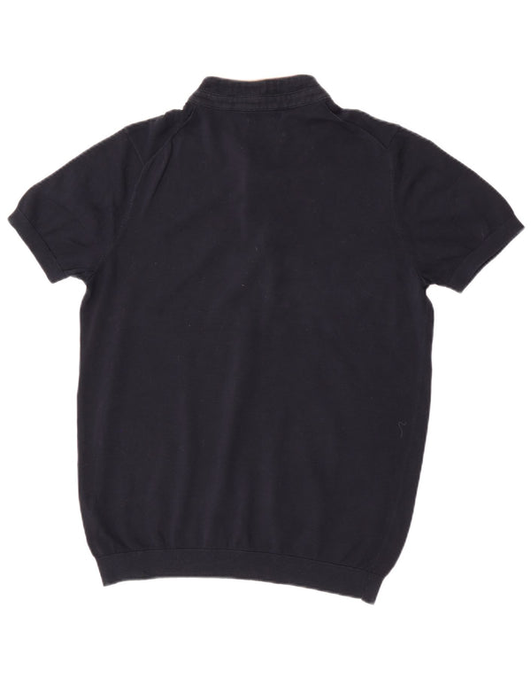 Massimo Dutti Maglione da uomo con bottoni e collo grande in cotone blu navy