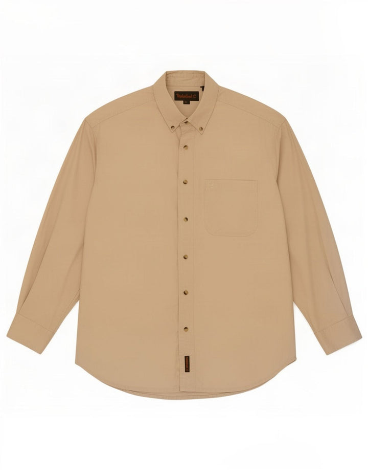 Camicia da uomo Timberland grande in cotone beige