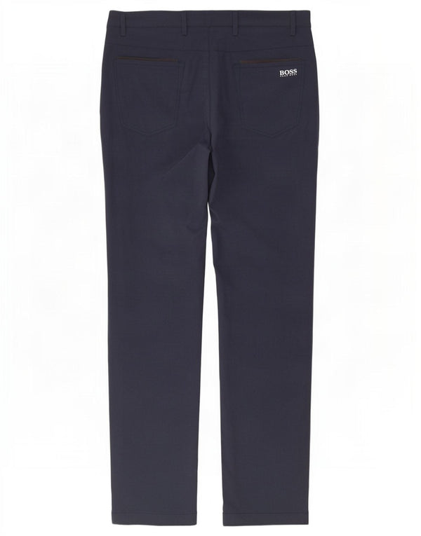 Hugo Boss Mens Slim Chino Trousers W30 L31 Navy Blue Polyester
