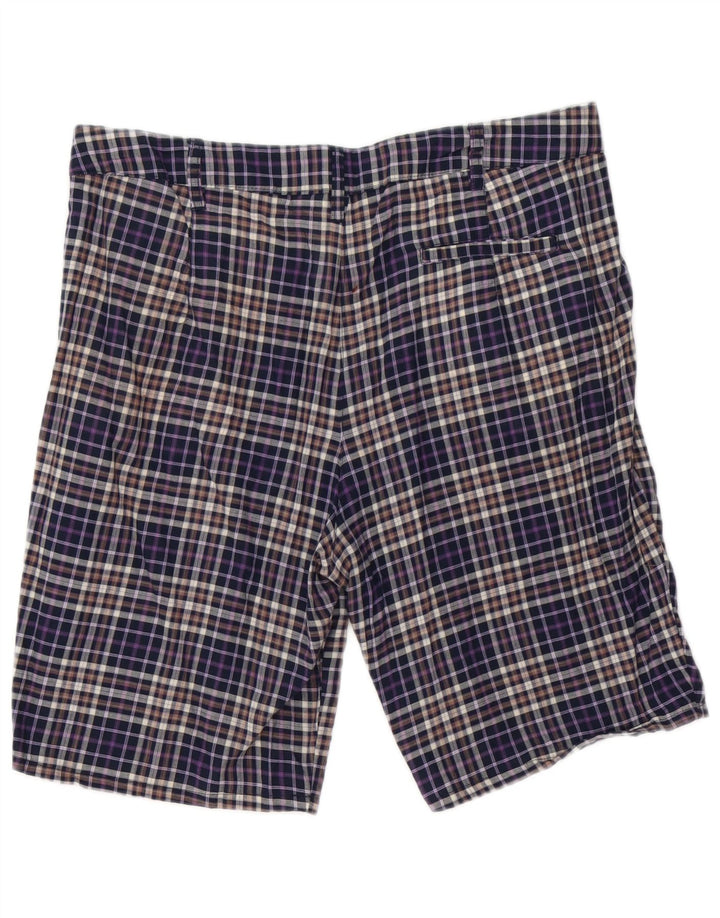 Pantaloncini chino da uomo Zara grandi W30 in cotone a quadri blu navy