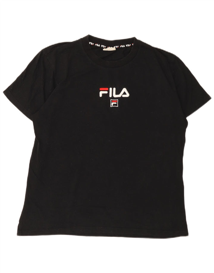 T-shirt grafica da uomo Fila Top grande in cotone nero