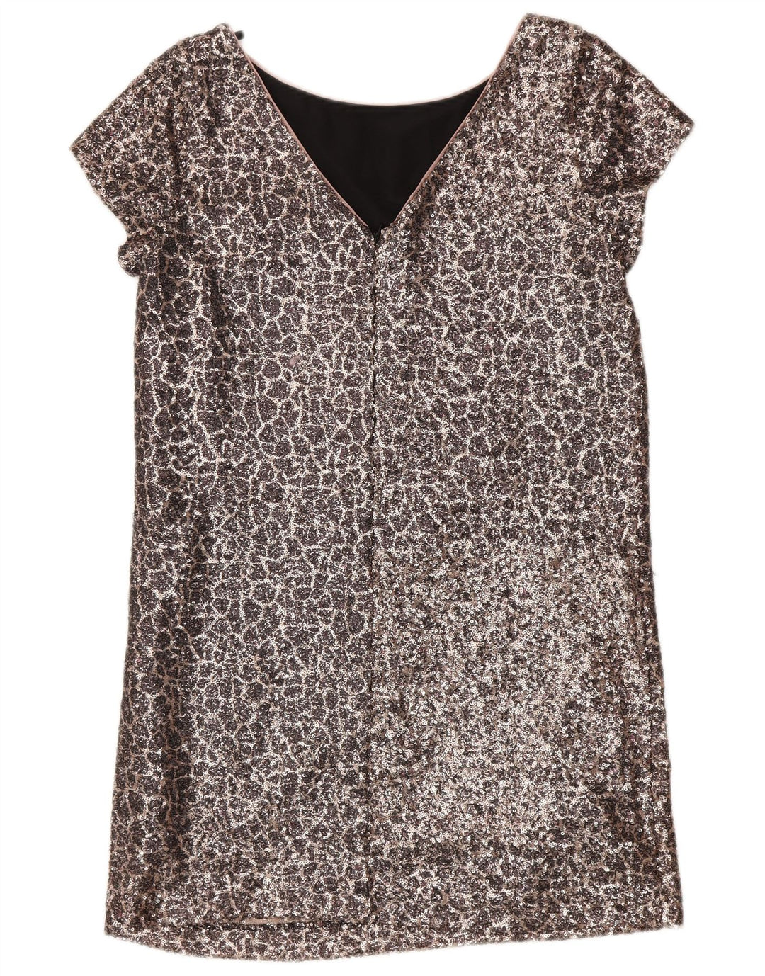 Abito a trapezio con paillettes da donna UK 12 Nylon argento medio