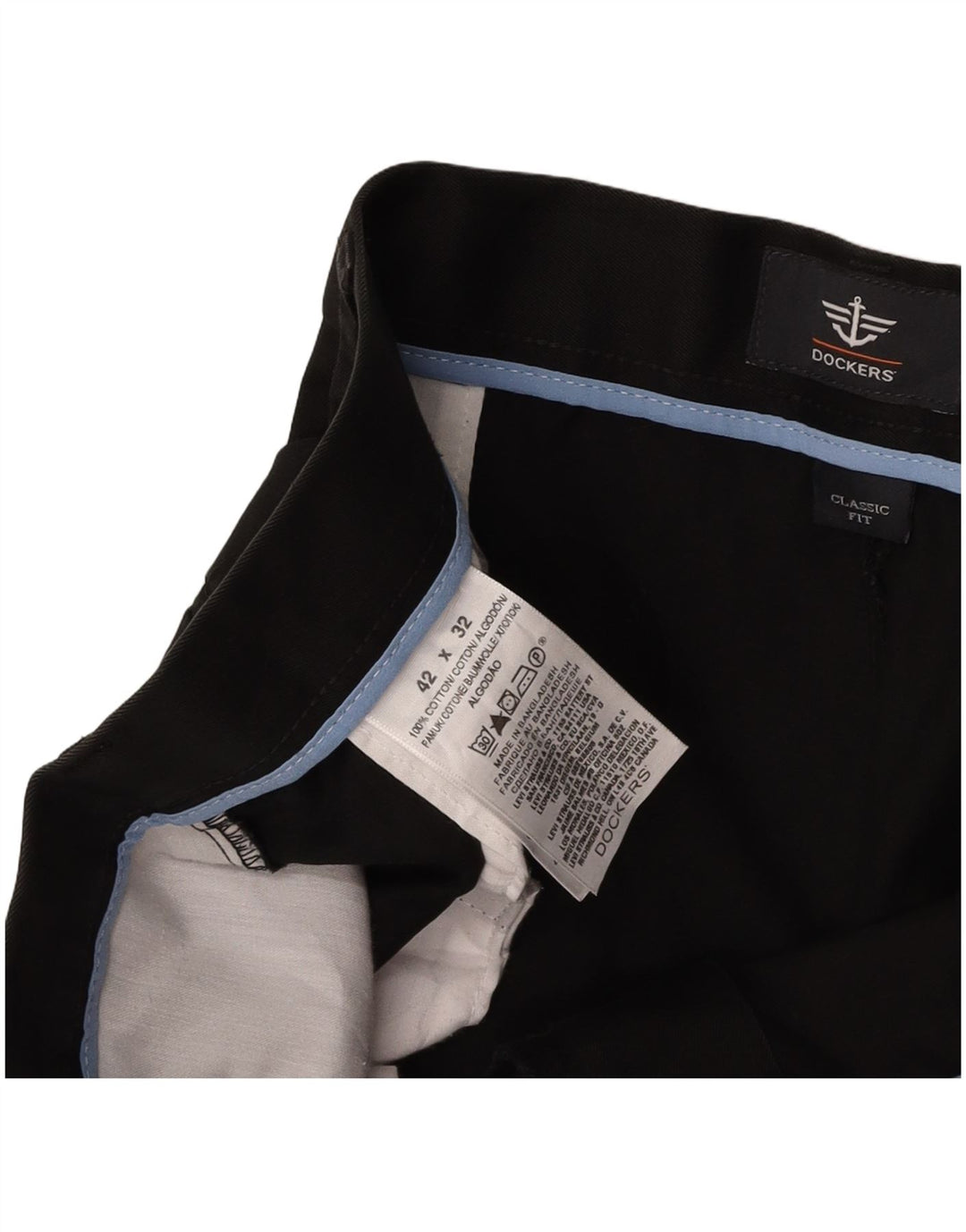 DOCKERS Pantaloni chino con pegging da uomo vestibilità classica W42 L32 cotone nero