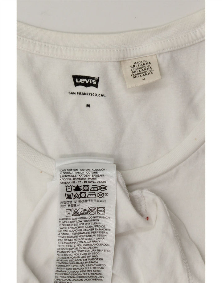 LEVI'S Womens Graphic Vest Top UK 12 Medium White Cotton Vintage Levi's and Second-Hand Levi's from Messina Hembry 