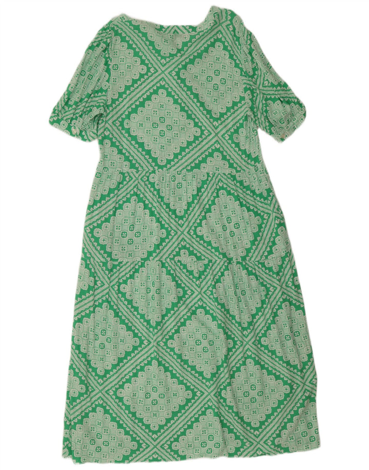 Abito a trapezio regolare da donna Marks & Spencer UK 12 Verde medio geometrico