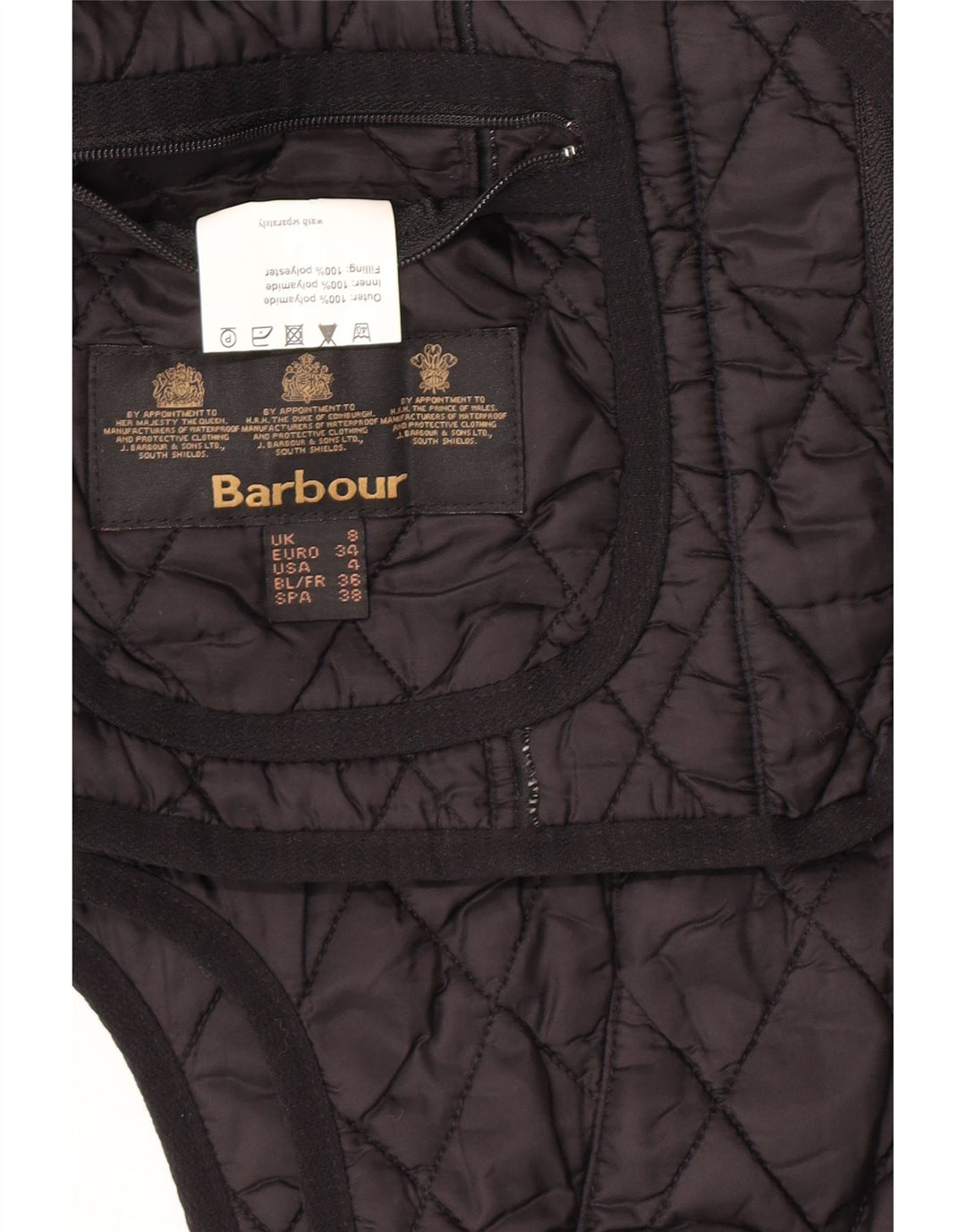 Gilet trapuntato da donna Barbour UK 8 Small nero in poliammide
