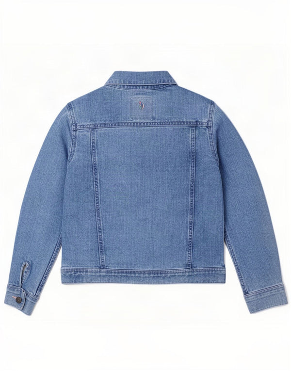 Giacca di jeans per ragazze Fat Face 7-8 anni in cotone floreale blu