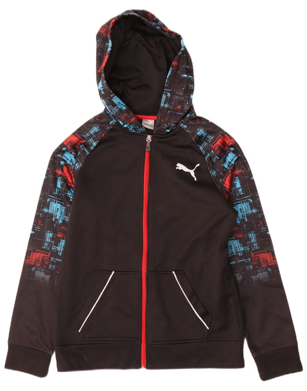 Maglione con cappuccio e zip da ragazzo Puma 14-15 anni Grande poliestere nero geometrico