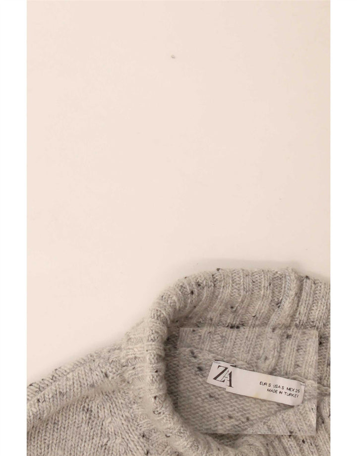Maglione maglione oversize con collo dolcevita da donna Zara UK 10 piccolo grigio screziato