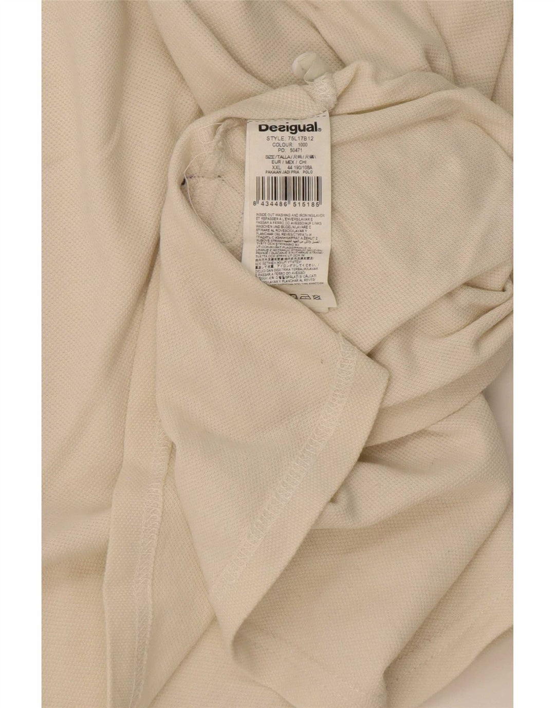 Polo grafica da uomo Desigual 2XL cotone bianco
