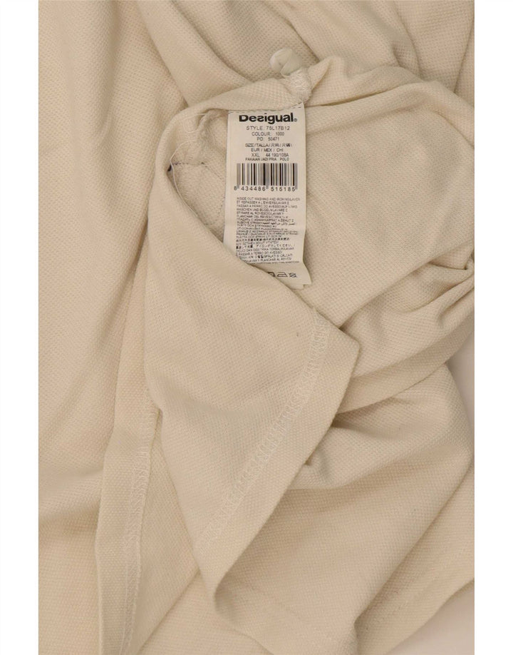 Polo grafica da uomo Desigual 2XL cotone bianco