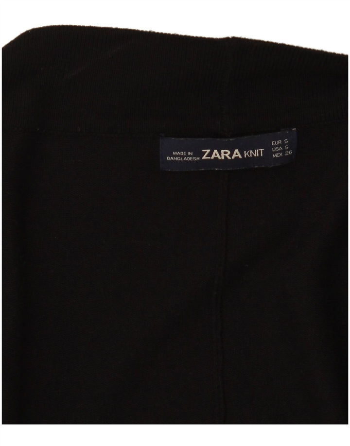 ZARA Maglione Cardigan Aperto Oversize con Maniche a 3/4 da Donna UK 10 Piccolo Nero