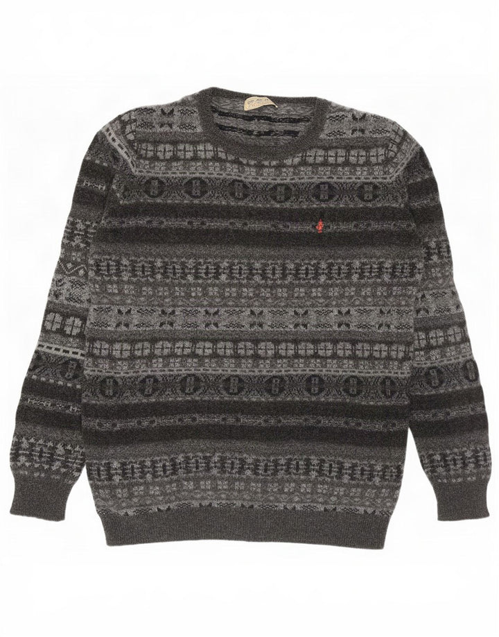 Maglione maglione girocollo da uomo Marlboro Classics 2XL lana Fair Isle grigia