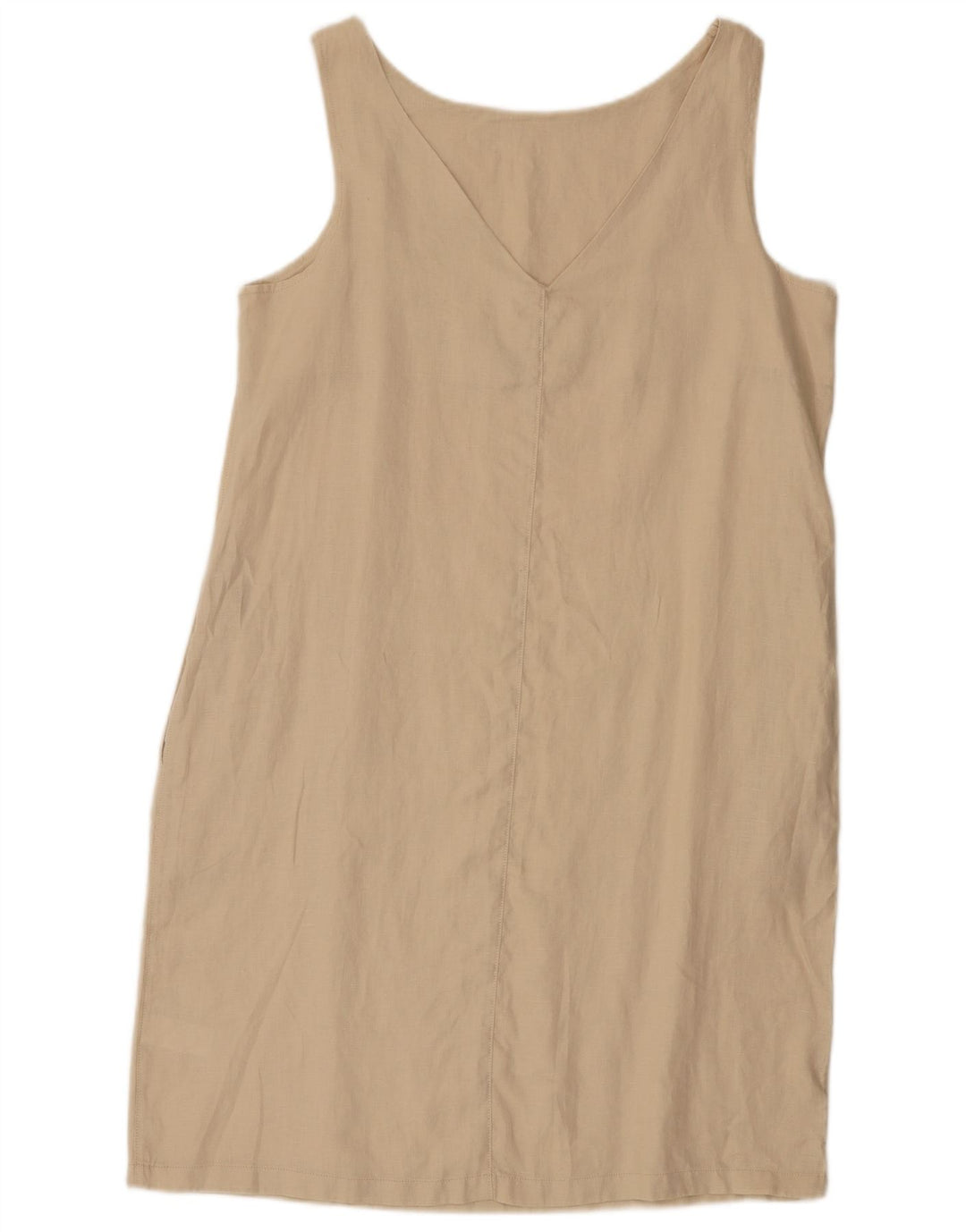 Abito a trapezio senza maniche da donna UK 14 Lino beige grande