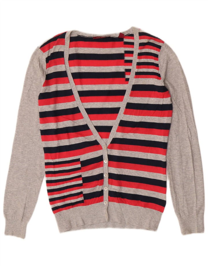 Maglione cardigan da donna Ted Baker taglia 2 piccolo cotone a righe rosse
