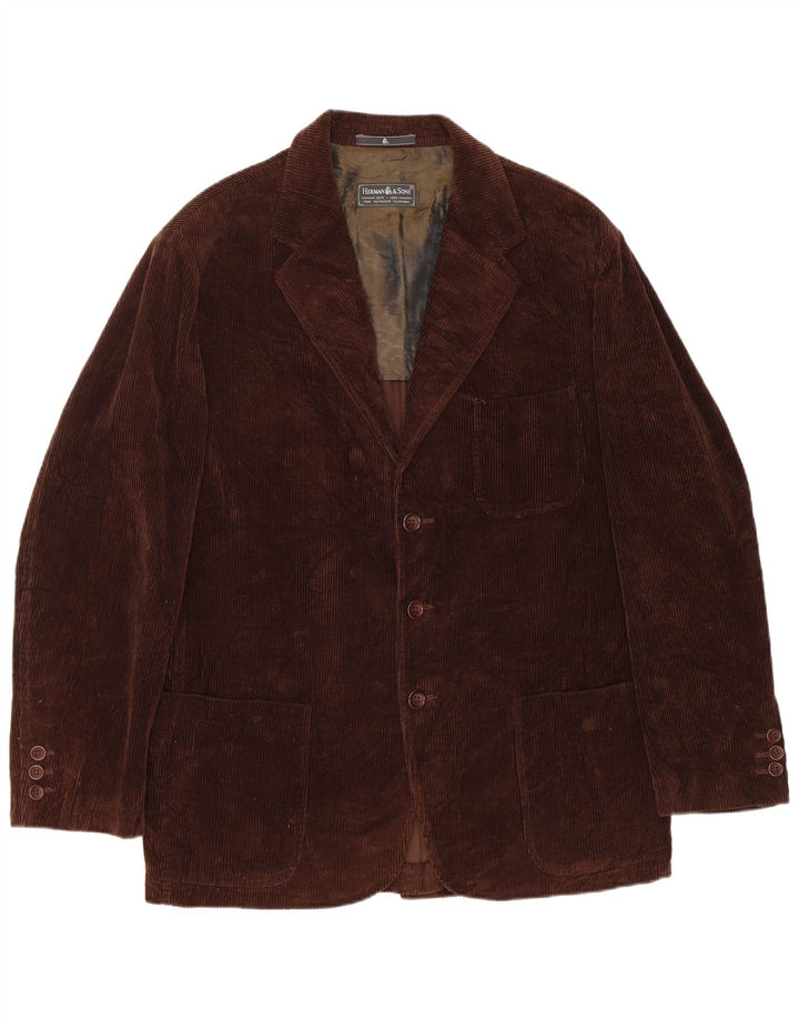 Giacca blazer da uomo in velluto a coste a 3 bottoni HERMAN & SONS IT 48 Marrone medio