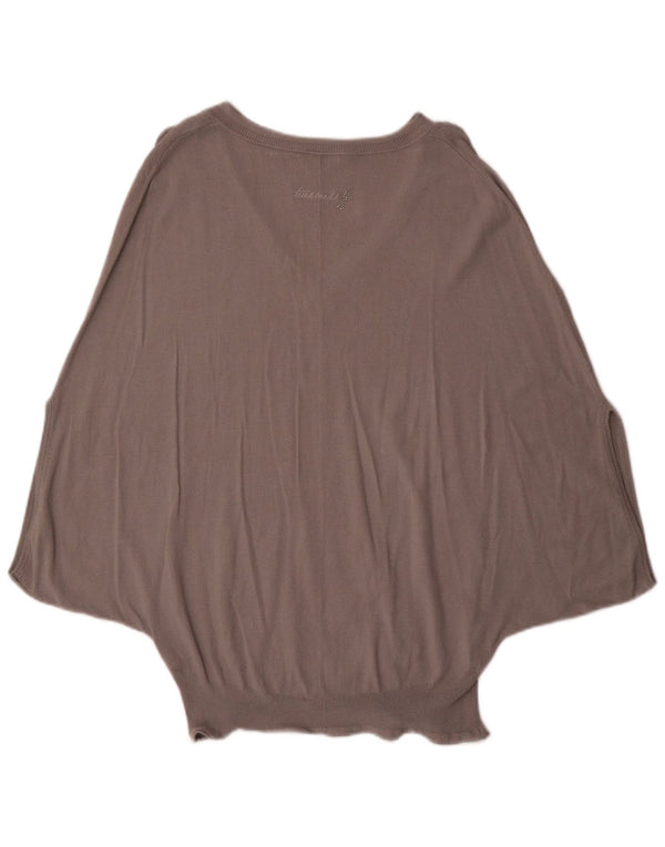 Maglione Poncho Senza Maniche Donna Trussardi Jeans UK 10 Piccolo Grigio Viscosa