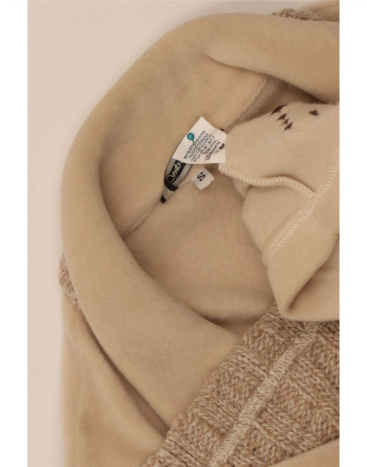 Giacca in pile oversize da donna vintage UK 10 Small Beige Colourblock