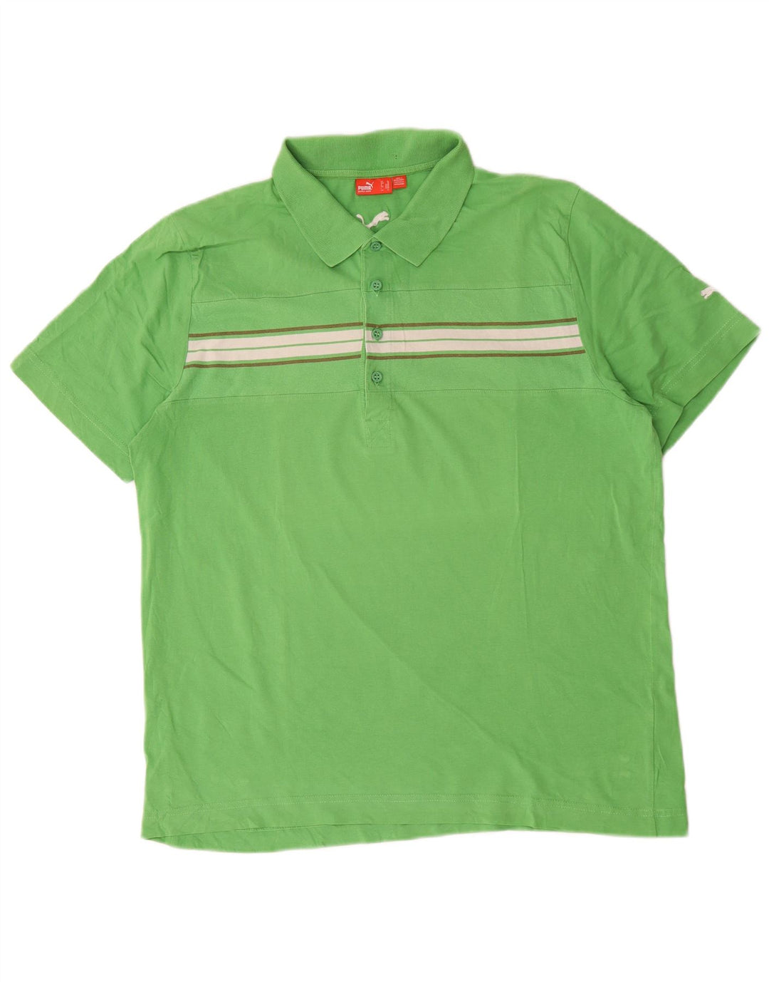 Polo da uomo Puma XL in cotone a righe verdi