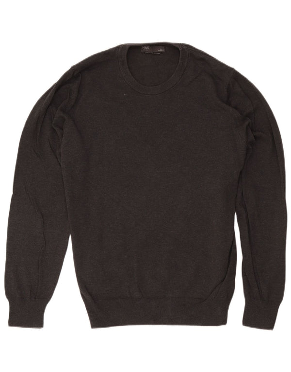 Maglione maglione girocollo da uomo Marks & Spencer grande cotone grigio