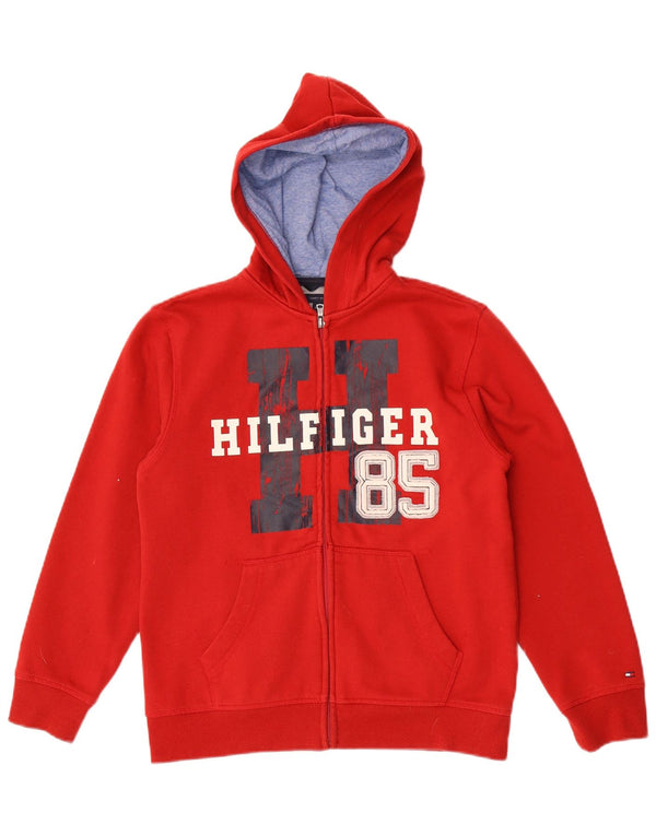 Maglione con cappuccio e zip grafica per ragazzi Tommy Hilfiger 12-13 anni rosso medio