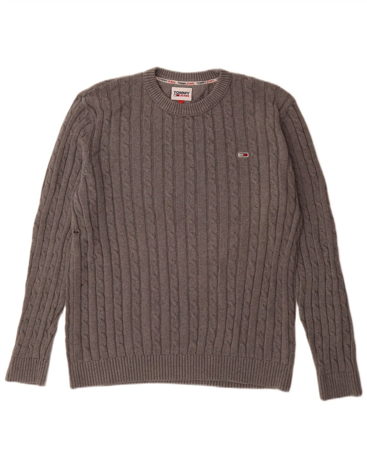 Maglione maglione girocollo da uomo Tommy Hilfiger grande cotone grigio