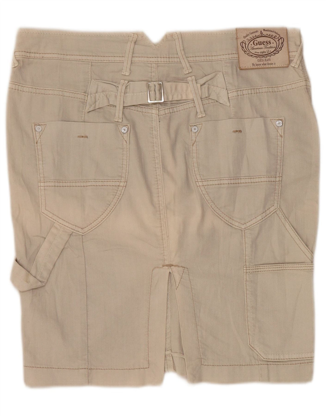 Gonna cargo in denim da donna Guess W28 in cotone beige medio