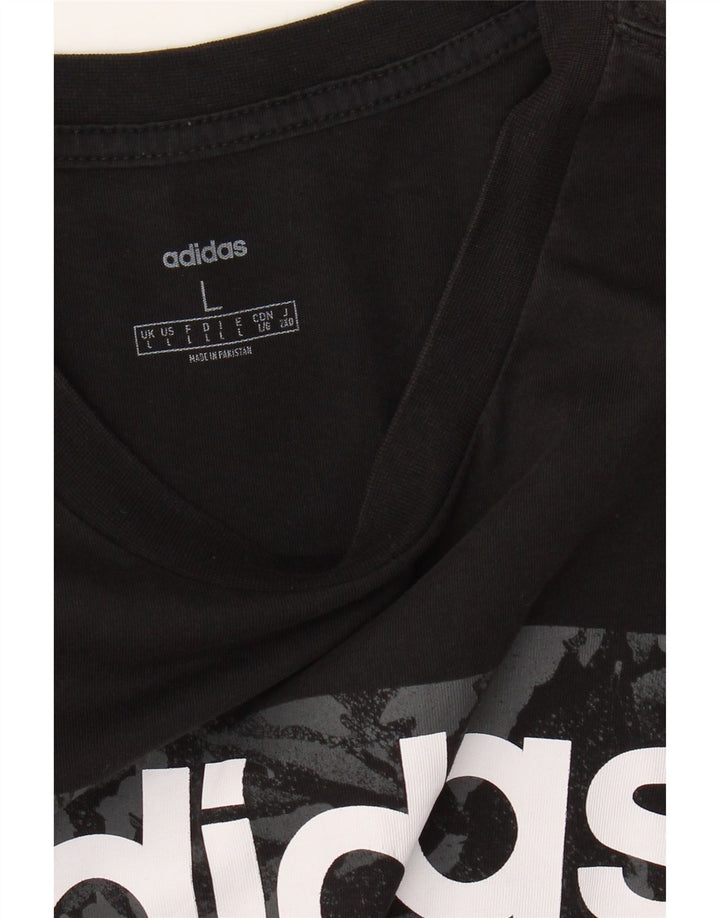ADIDAS Mens Graphic T-Shirt Top Large Black Cotton Vintage Adidas and Second-Hand Adidas from Messina Hembry 