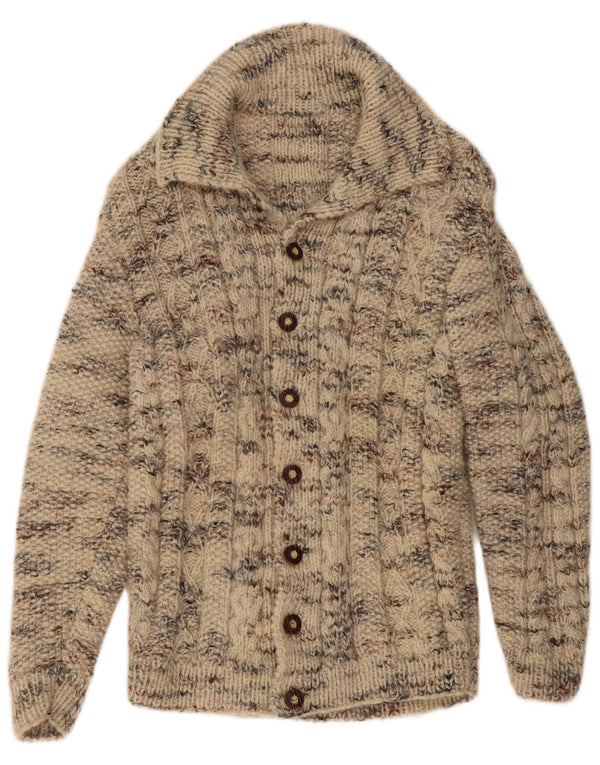 Maglione cardigan da donna VINTAGE UK 12 Beige medio screziato