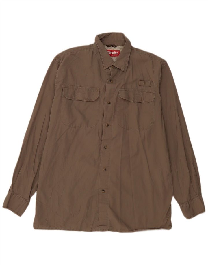 Camicia da uomo Wrangler in cotone kaki medio