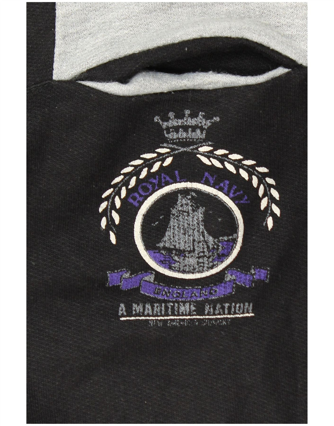 Felpa vintage da uomo con collo alto, maglione color block medio nero