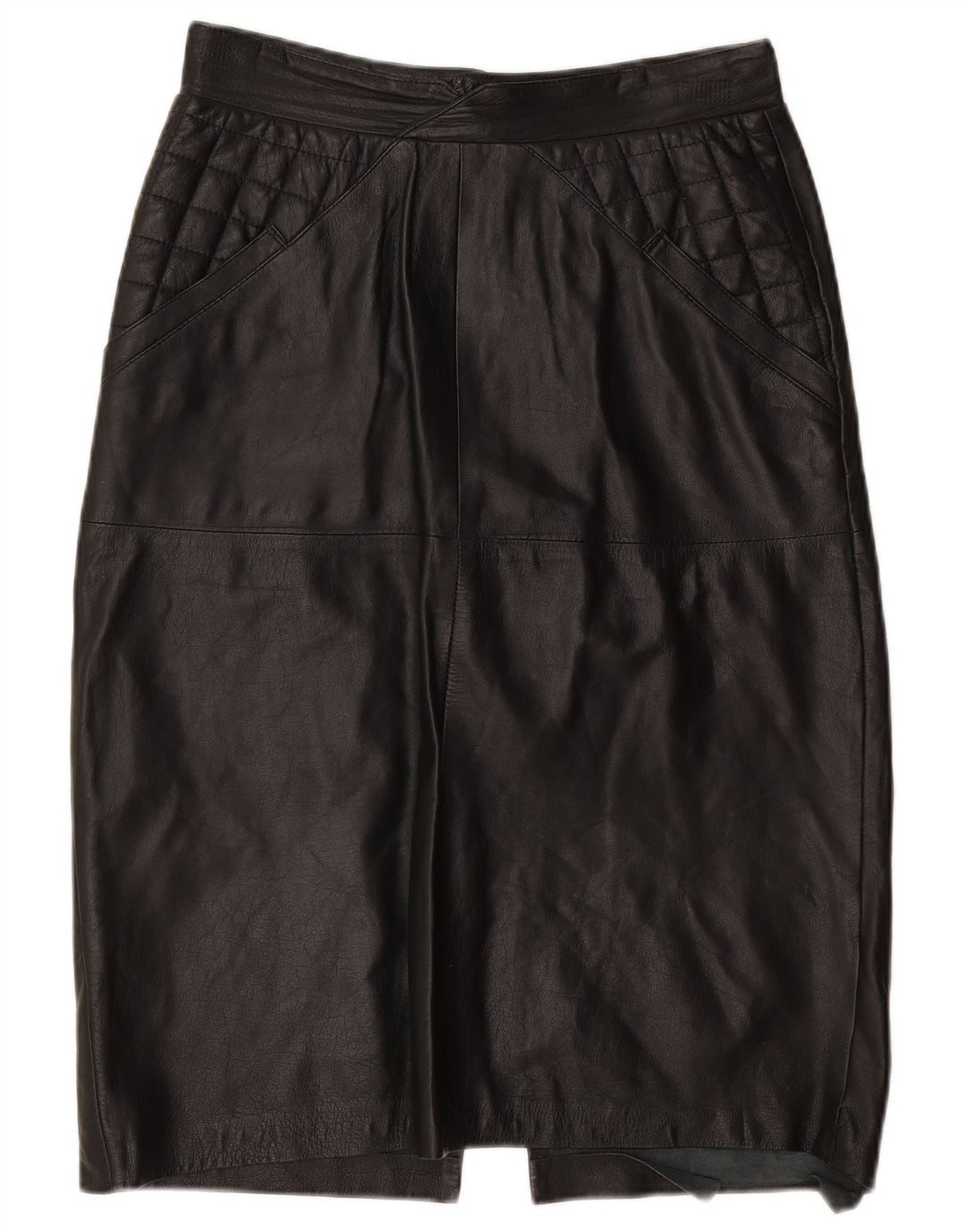 Gonna in pelle vintage da donna W30 media nera