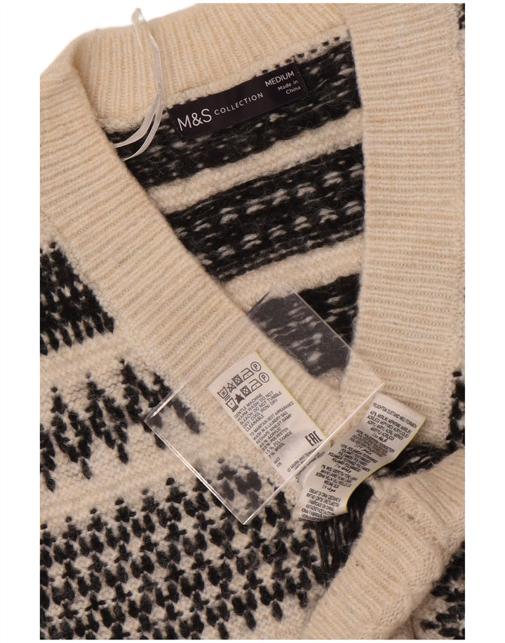 Canotta da donna Marks & Spencer UK 14 media bianco sporco Fair Isle