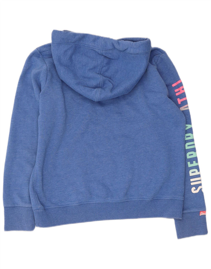Maglione con cappuccio grafico da donna SUPERDRY UK 16 Grande cotone screziato blu