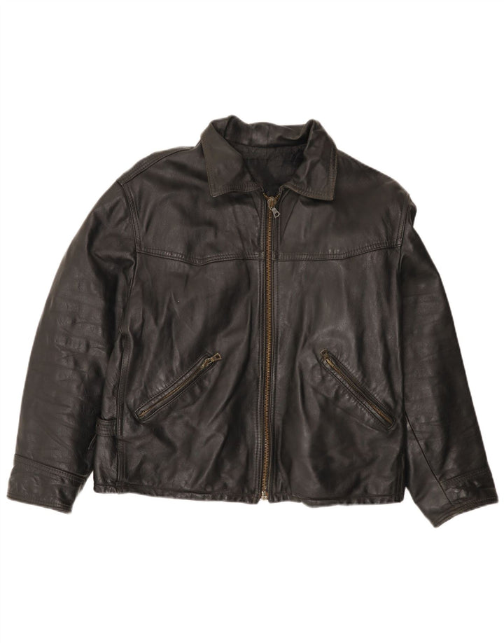 Giacca in pelle vintage da uomo UK 42 XL in pelle nera